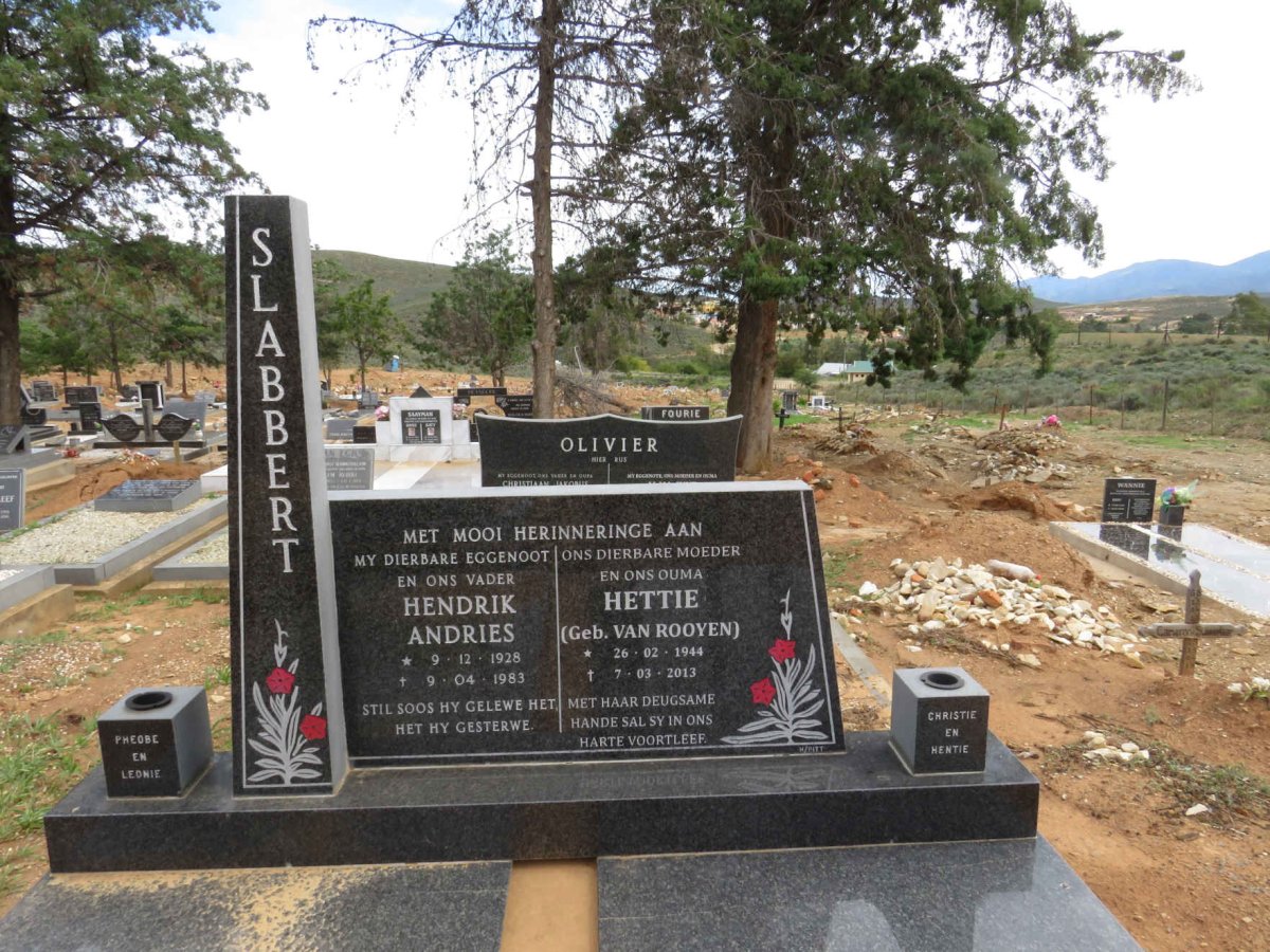 SLABBERT Hendrik Andries 1928-1983 &amp; Hettie VAN ROOYEN 1944-2013