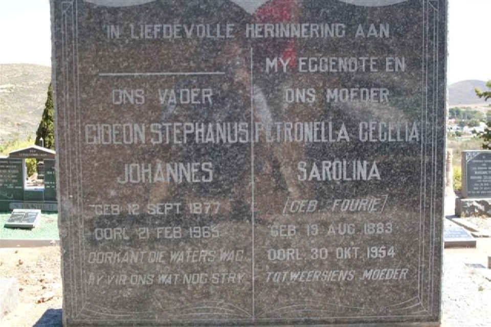 STANDER Gideon Stephanus Johannes 1877-1965 &amp; Petronella Cecilia Sarolina FOURIE 1883-1954