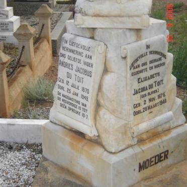 TOIT Andries Jacobus, du 1870-1949 &amp; Elizabeth Jacoba OLIVIER 1876-1940
