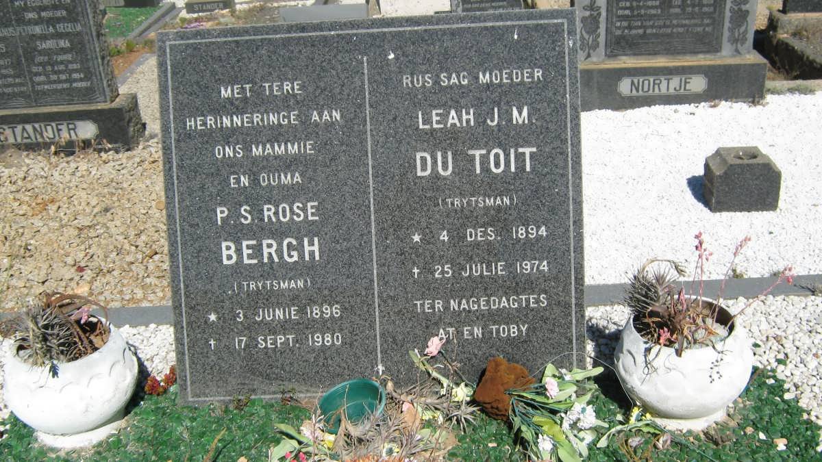 TOIT Leah J.M., du nee TRYTSMAN 1894-1974 :: BERGH P.S. Rose nee TRYTSMAN 1896-1980