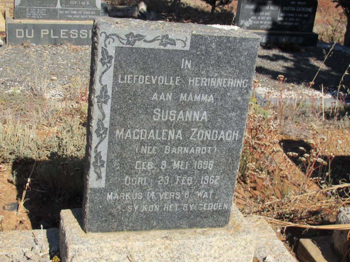 ZONDAGH Magdalena nee BARNARDT 1896-1962