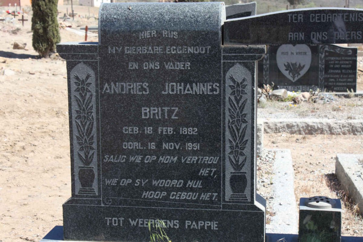 BRITZ  Andries Johannes 1882-1951