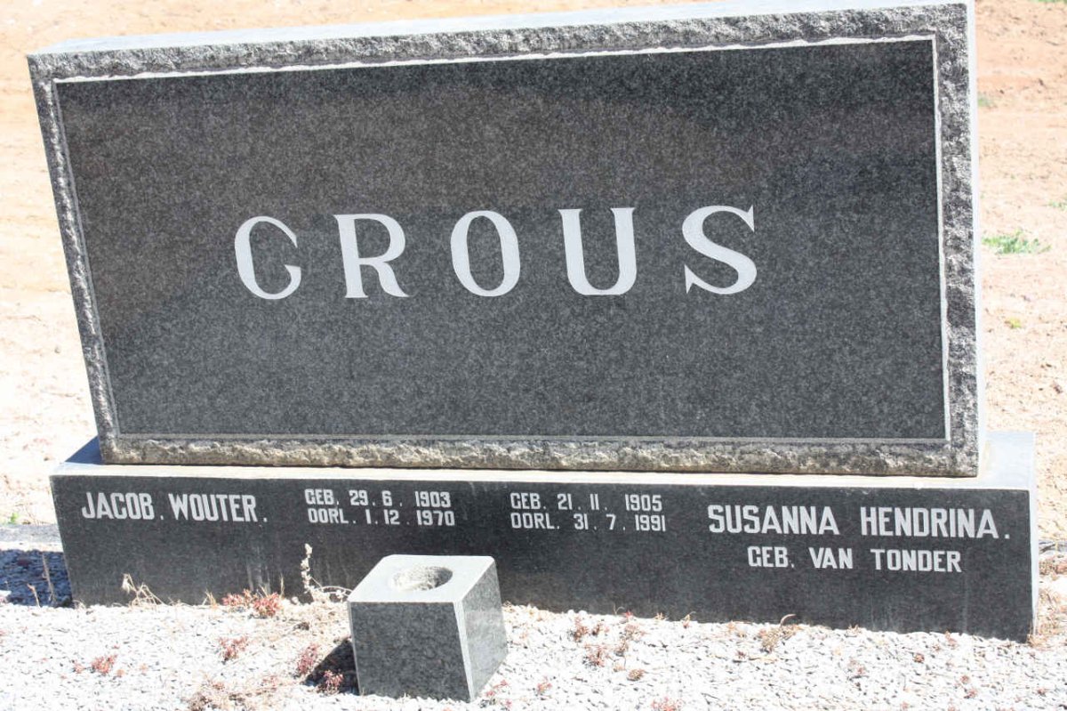 CROUS Jacob Wouter 1903-1970 &amp; Susanna Hendrina VAN TONDER 1905-1991