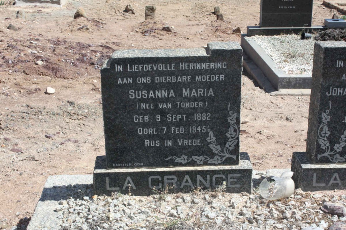 GRANGE Susanna Maria, la nee VAN TONDER 1882-1945