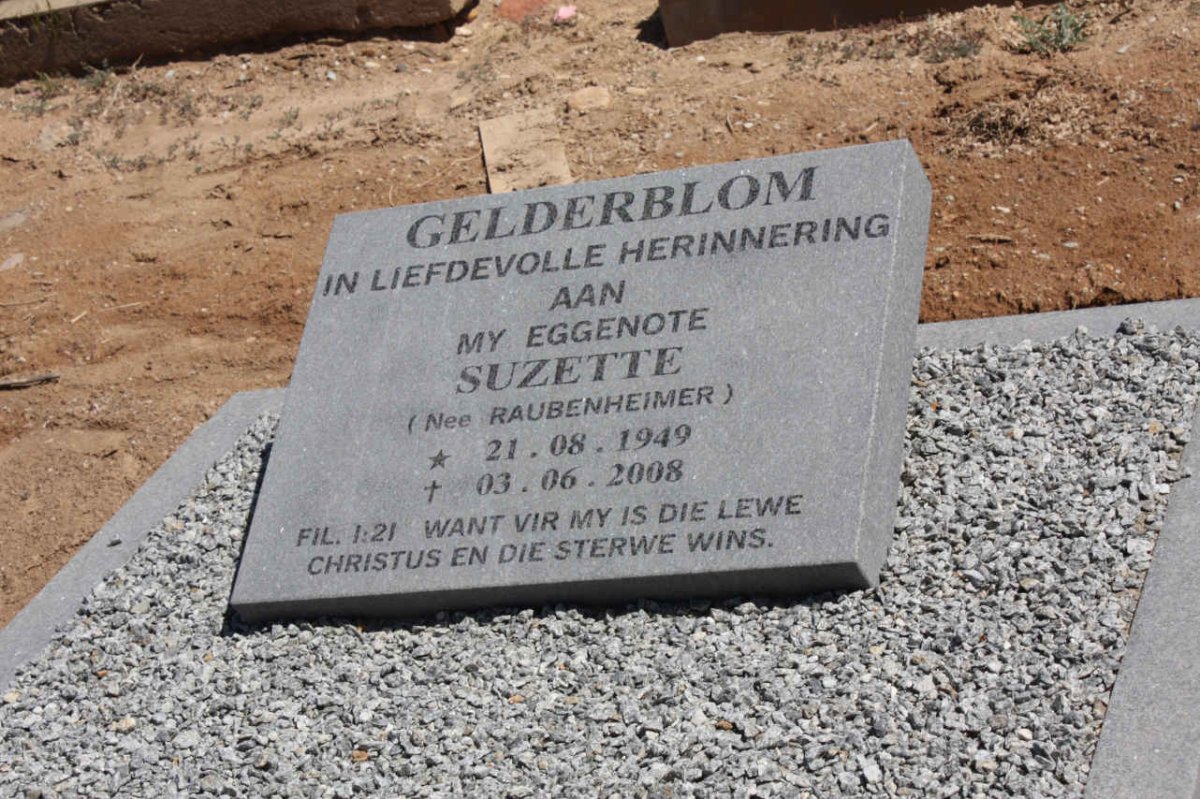 GELDERBLOM Suzette nee RAUBENHEIMER 1949-2008