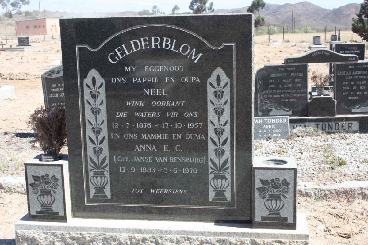 GELDERBLOM Neel 1876-1957 &amp; Anna E.C. JANSE VAN RENSBURG 1883-1970