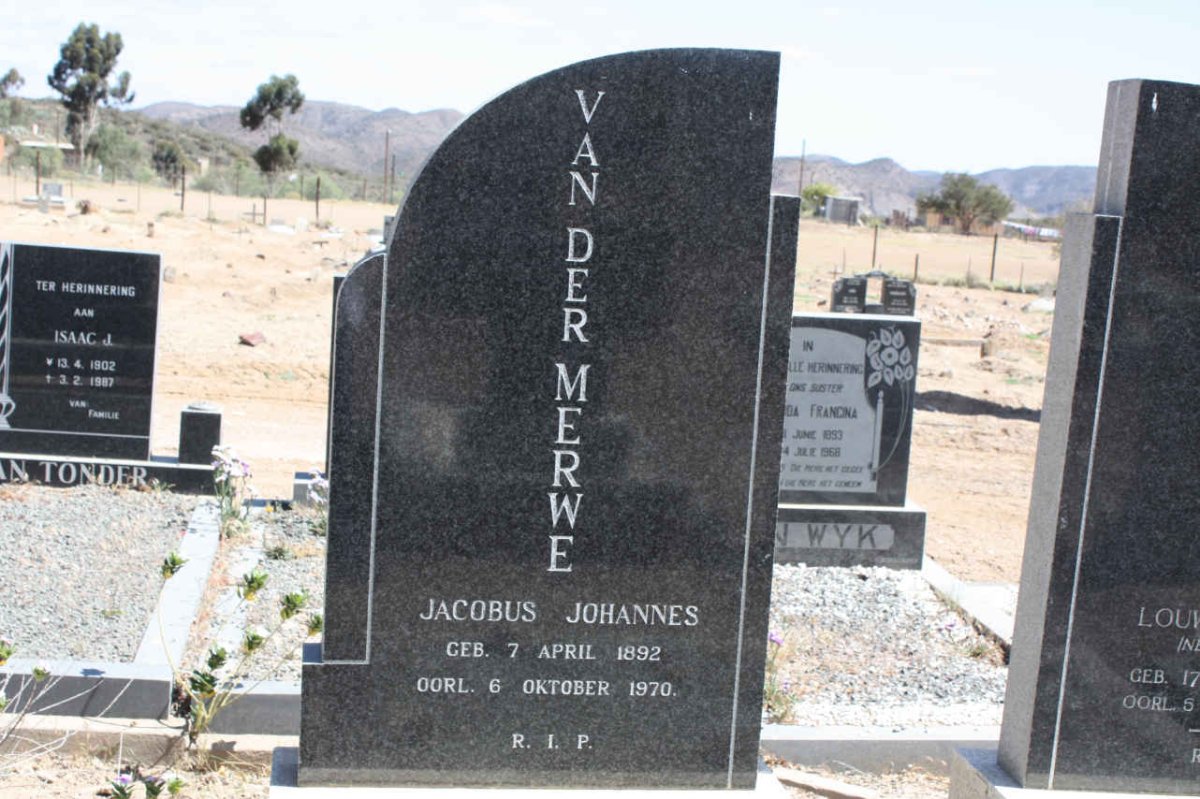 MERWE Jacobus Johannes, van der 1892-1970