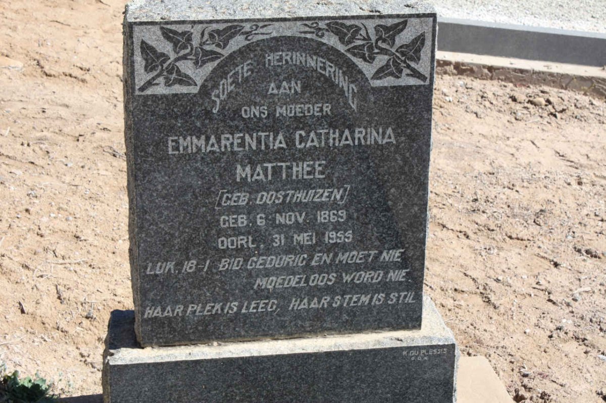 MATTHEE Emmarentia Catharina nee OOSTHUIZEN 1869-1955
