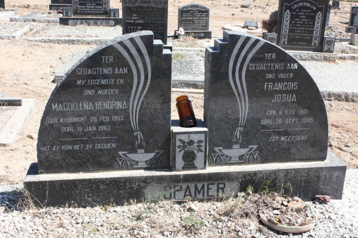 SPAMER Francois Josua 1901-1985 &amp; Magdelena Hendrina MYBURGH 1903-1963