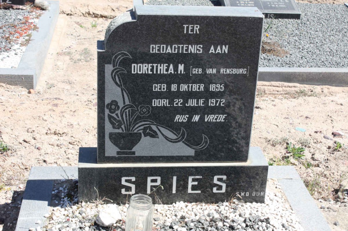 SPIES Dorethea M. nee VAN RENSBURG 1895-1972