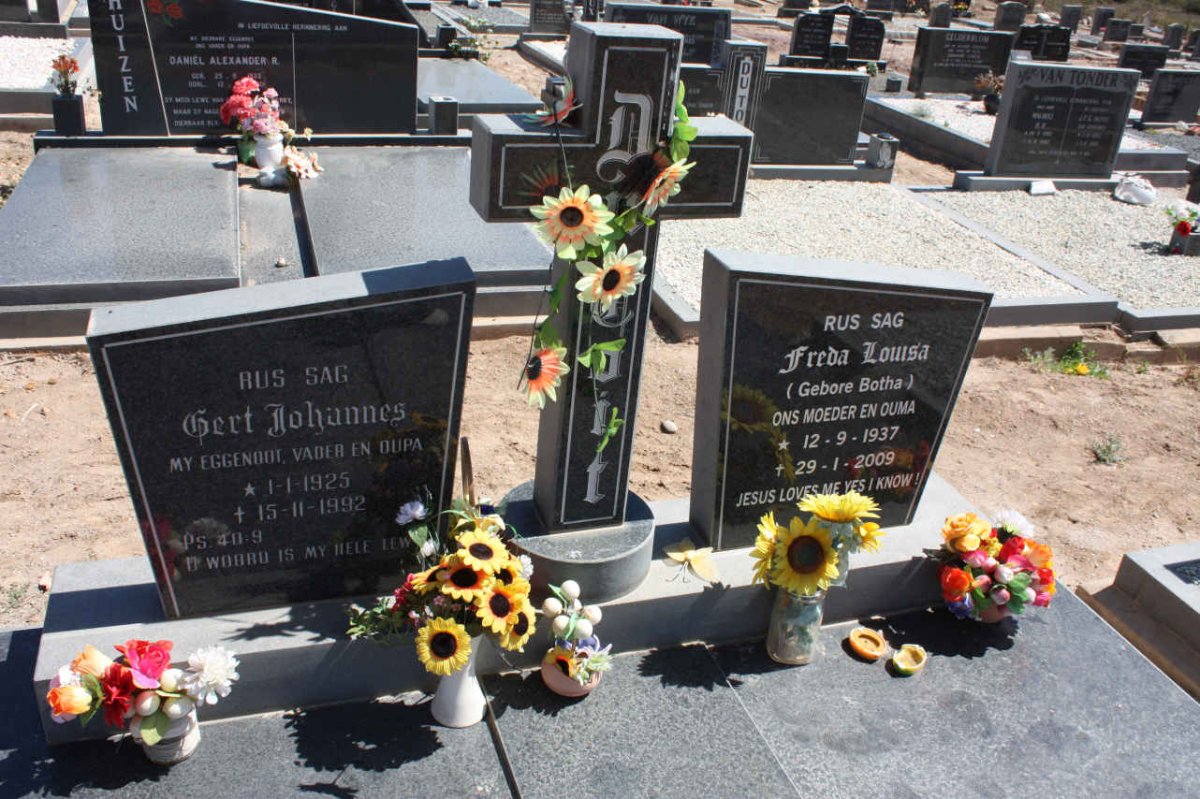 TOIT Gert Johannes, du 1925-1992 &amp; Freda Louisa BOTHA 1937-2009