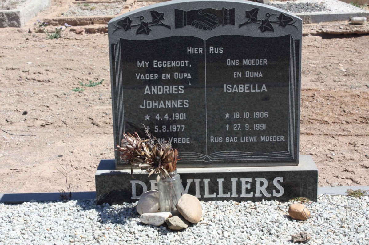 VILLIERS Andries Johannes, de 1901-1977 &amp; Isabella 1906-1991