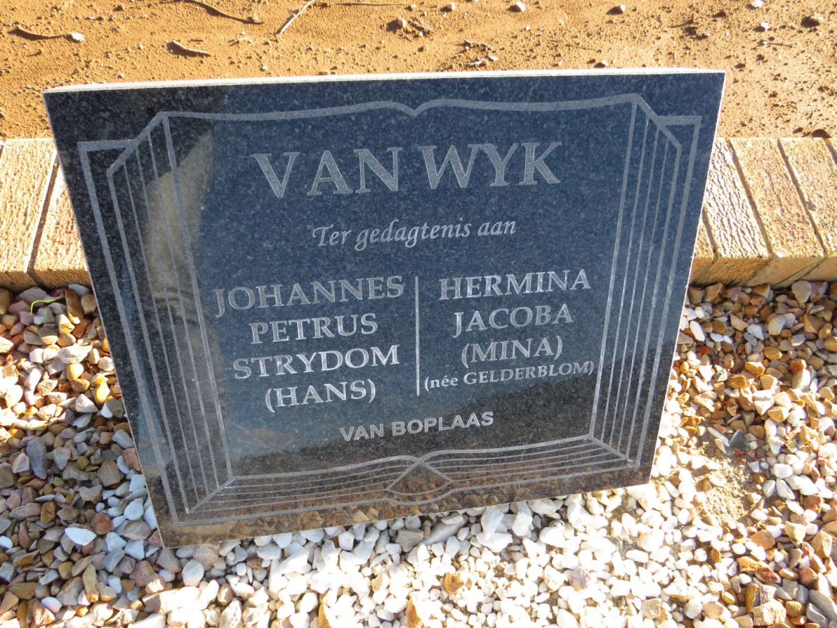 WYK Johannes Petrus Strydom, van & Hermina Jacoba GELDERBLOM
