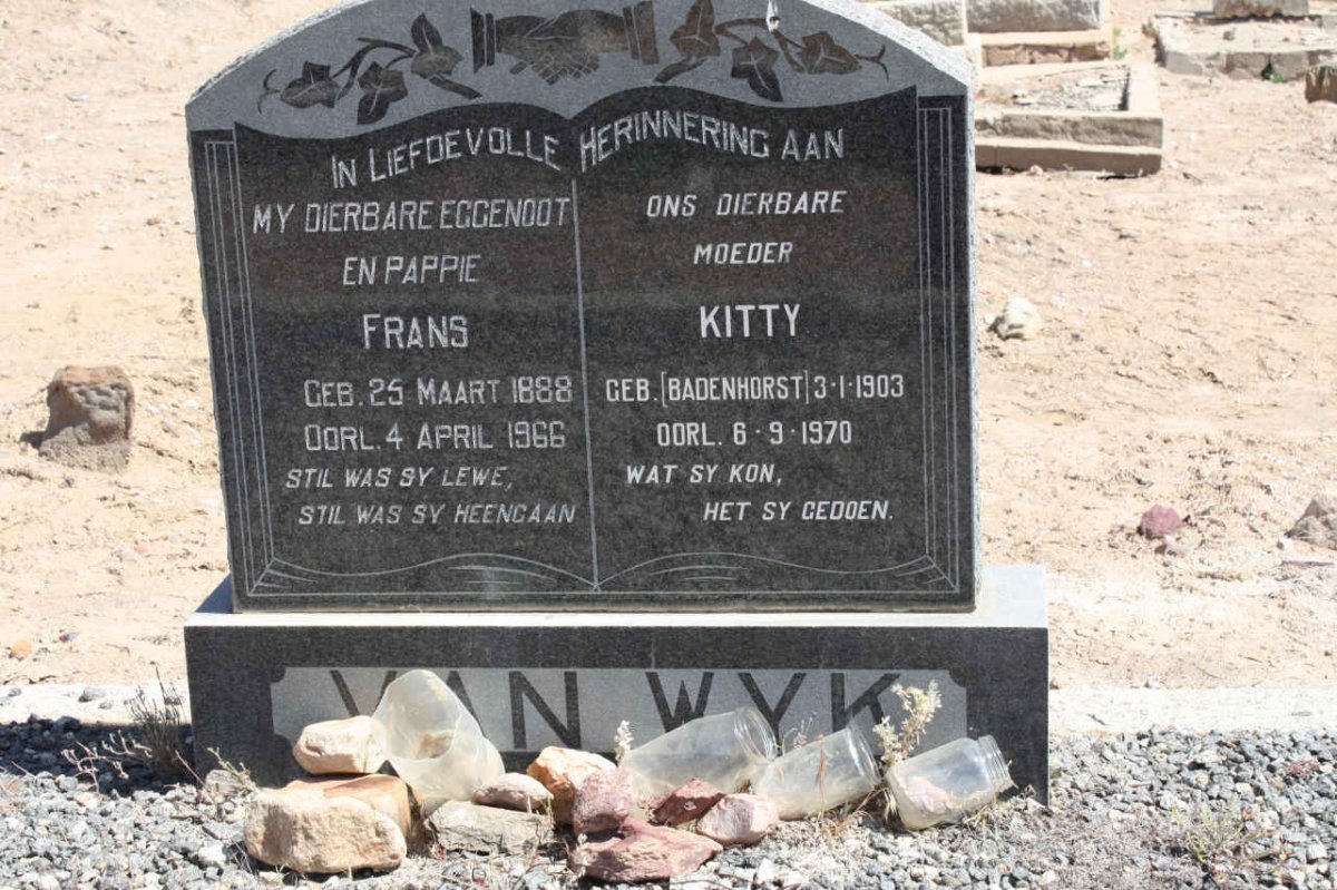 WYK Frans, van 1888-1966 &amp; Kitty BADENHORST 1903-1970