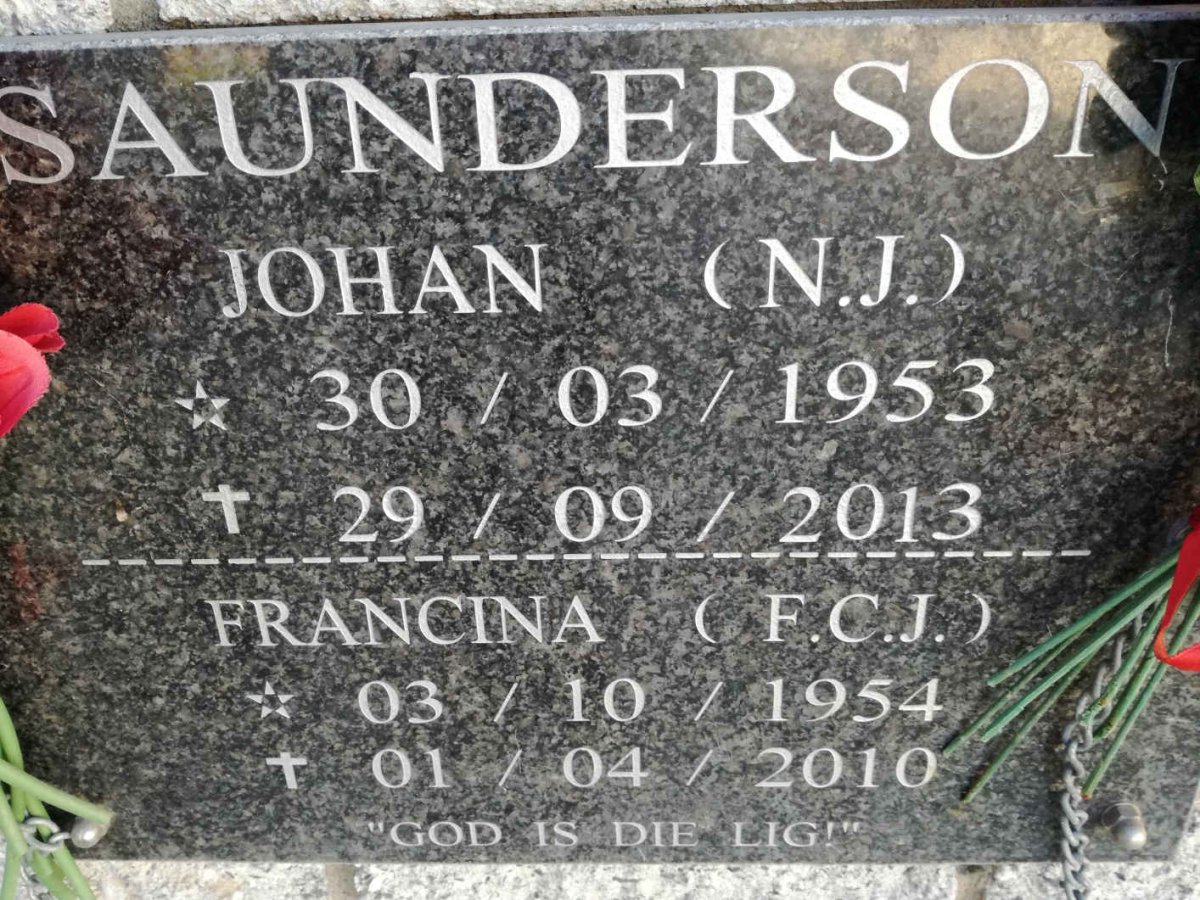 SAUNDERSON N.J. 1953-2013 &amp; F.C.J. 1954-2010