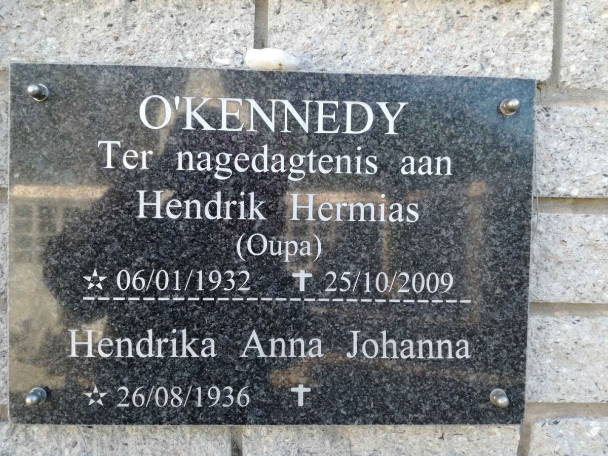 O'KENNEDY Hendrik Hermias 1932-2009 &amp; Hendrika Anna Johanna 1936-