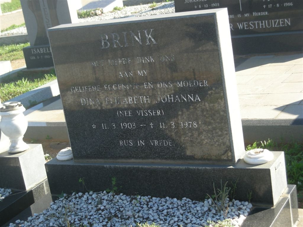 BRINK Dina Elizabeth Johanna nee VISSER 1903-1978