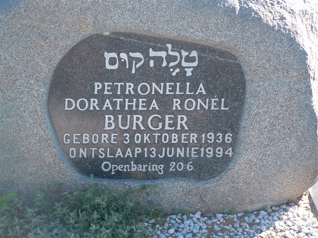 BURGER Petronella Dorateha 1936-1994