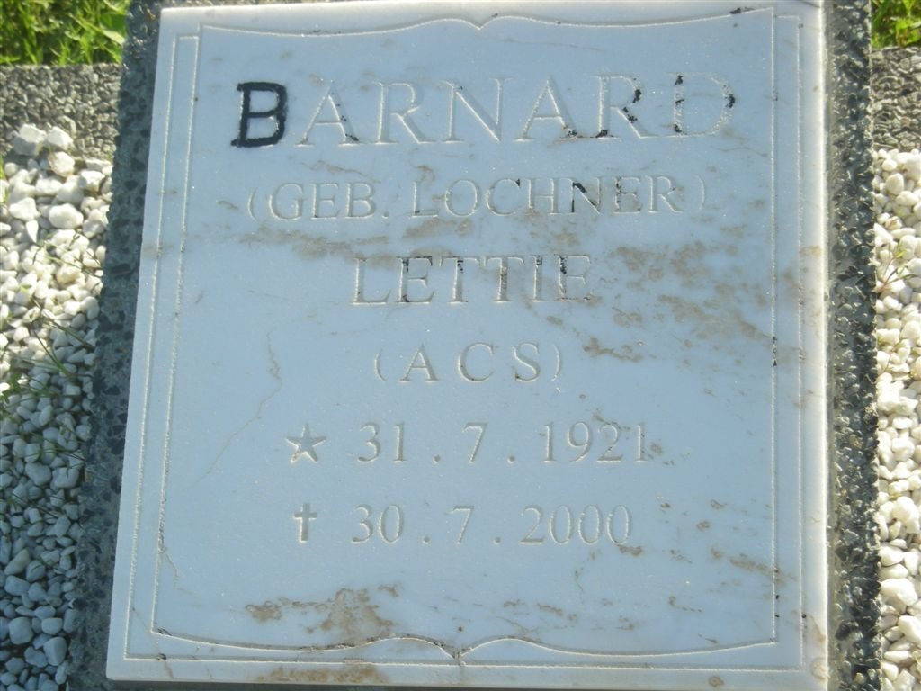 BARNARD A.C.S. nee LOCHNER 1921-2000