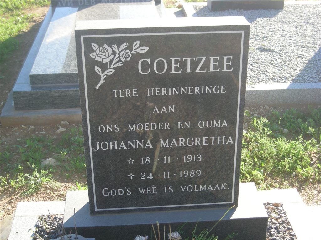 COETZEE Johanna Margretha 1913-1989