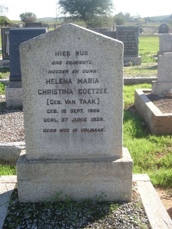 COETZEE Helena Maria Christina nee VAN TAAK 1888-1958