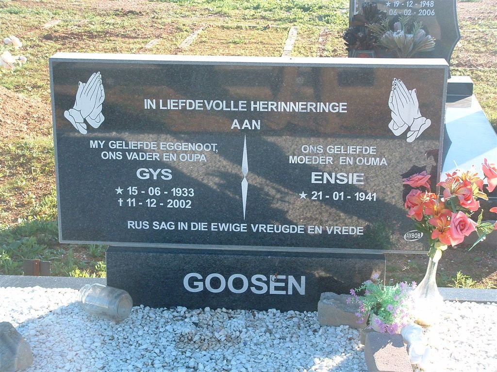 GOOSEN Gys 1933-2002 &amp; Ensie 1941-