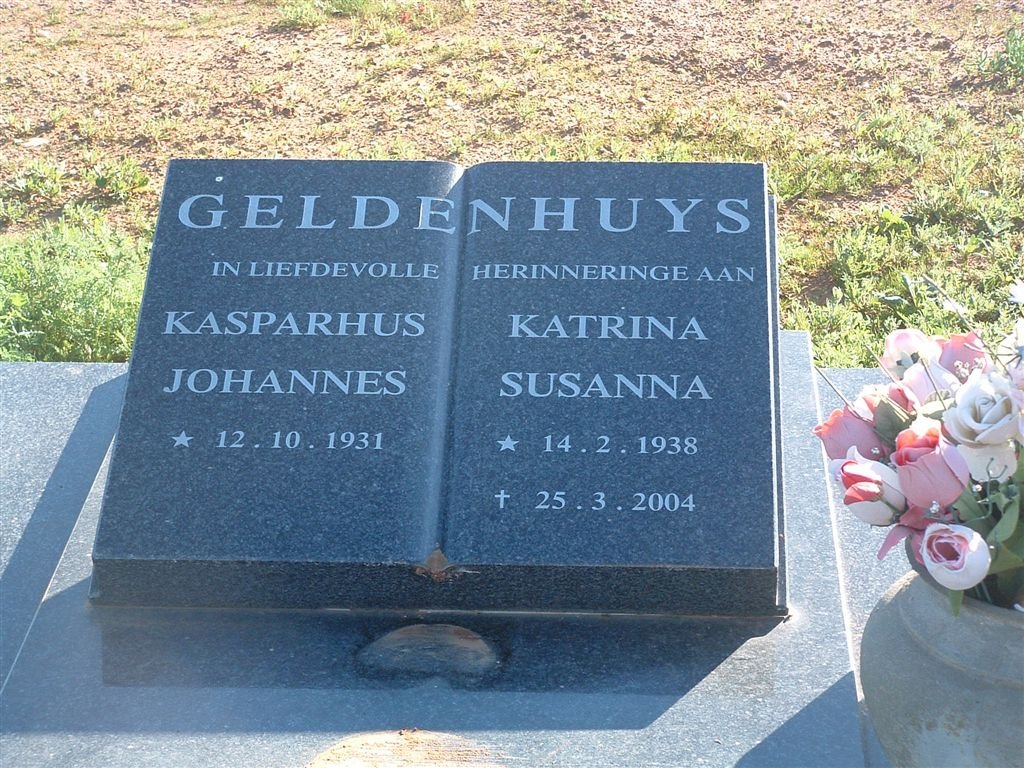 GELDENHUYS Kasparhus Johannes 1931- &amp; Katrina Susanna 1938-2004