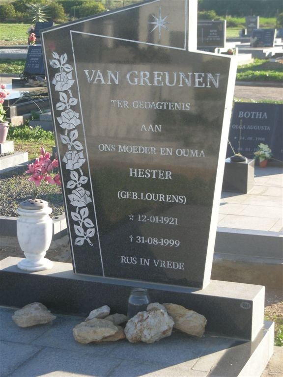 GREUNEN Hester, van nee LOURENS 1921-1999