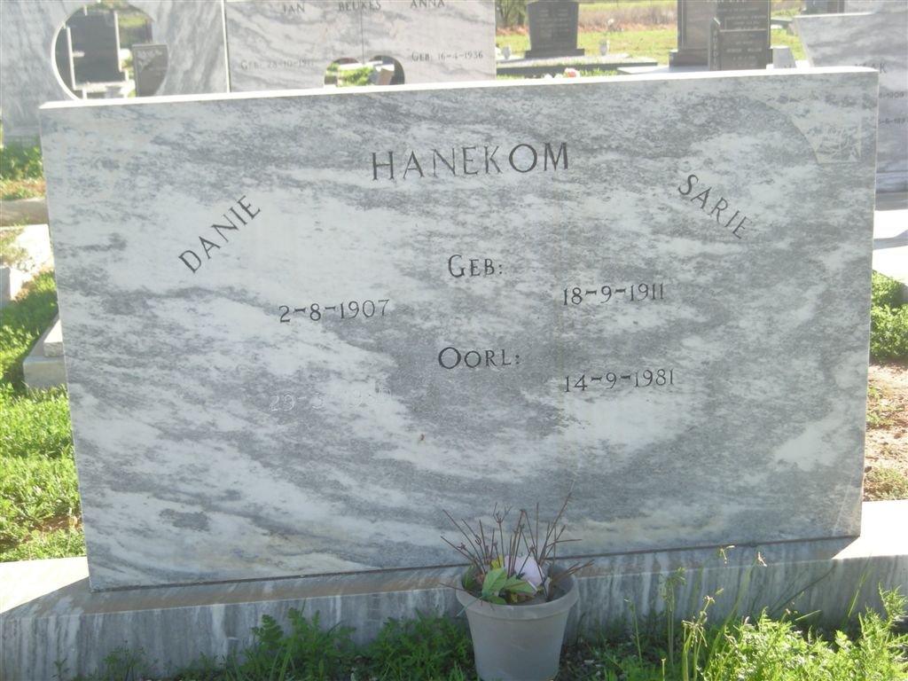 HANEKOM Danie 1907- &amp; Saria 1911-1981