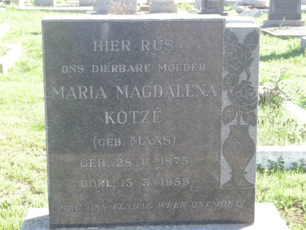 KOTZE Maria Magdalena nee MANS 1875-1959