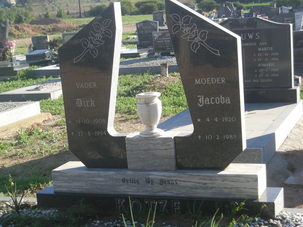 KOTZE Dirk 1908-1994 &amp; Jacoba 1920-1988