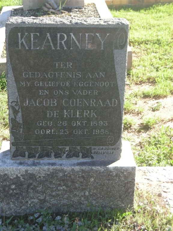 KEARNEY Jacob Coenraad de Klerk 1893-1956