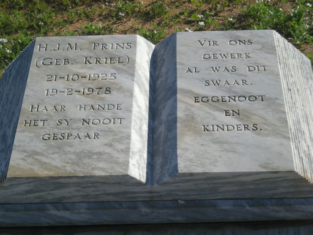 PRINS H.J.M. nee KRIEL 1925-1978
