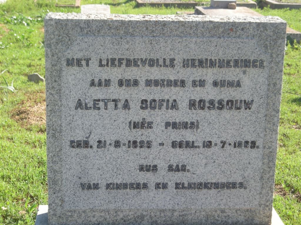 ROSSOUW Aletta Sophia nee PRINS 1895-1969