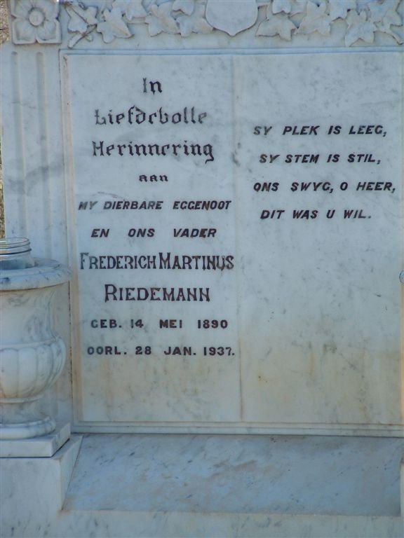 RIEDEMANN Frederich Martinus 1890-1937