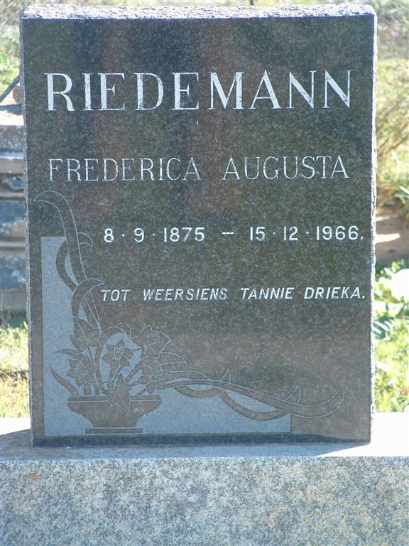 RIEDEMANN Frederica Augusta 1875-1966