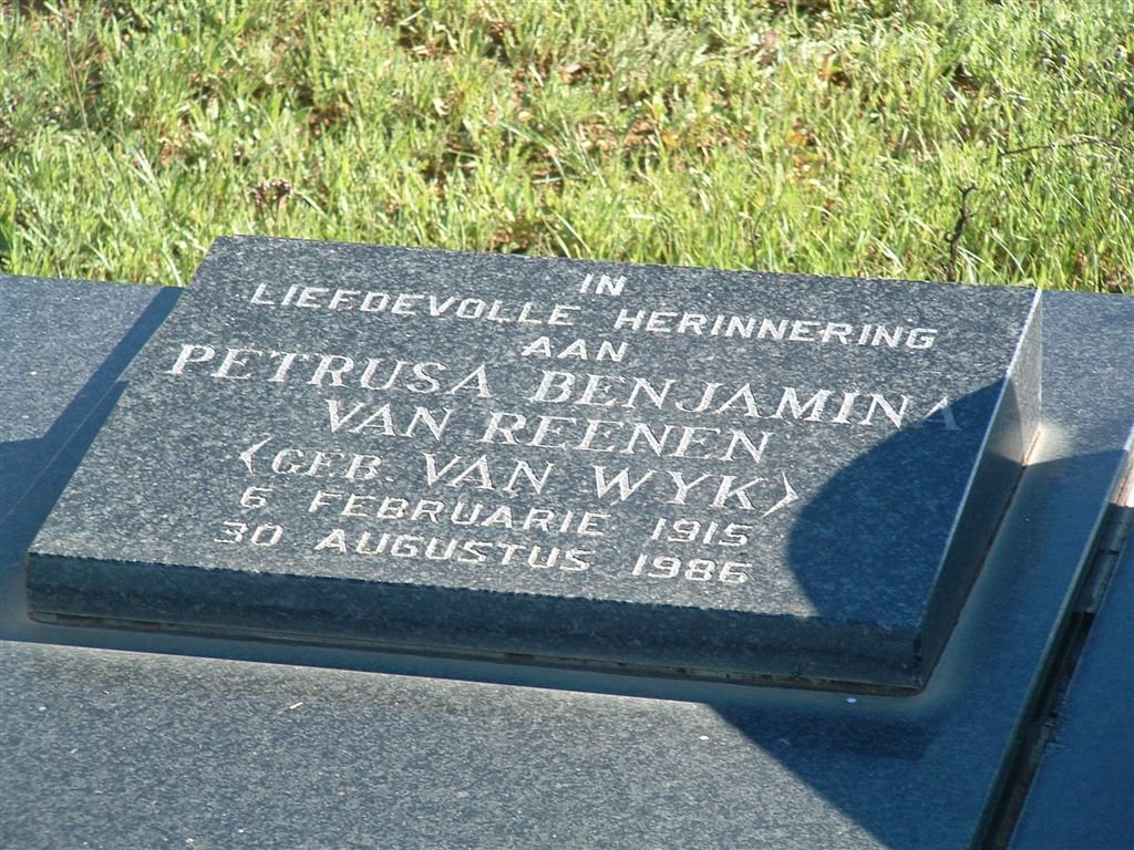 REENEN Petrusa Benjamina, van nee VAN WYK 1915-1986