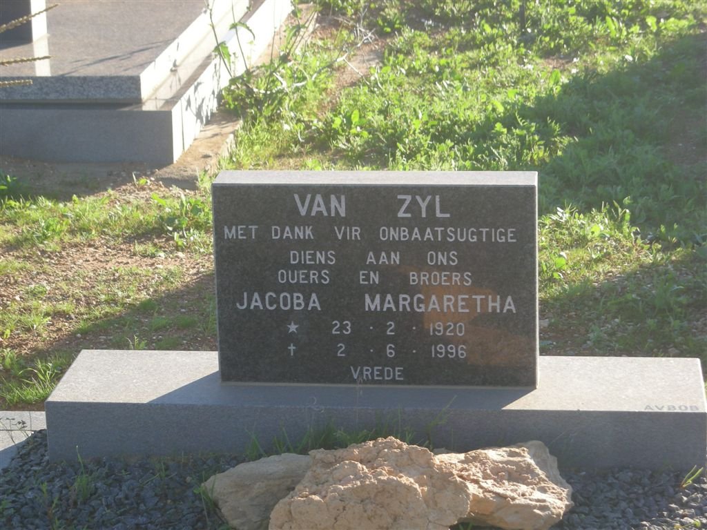 ZYL Jacoba Margaretha, van 1920-1996