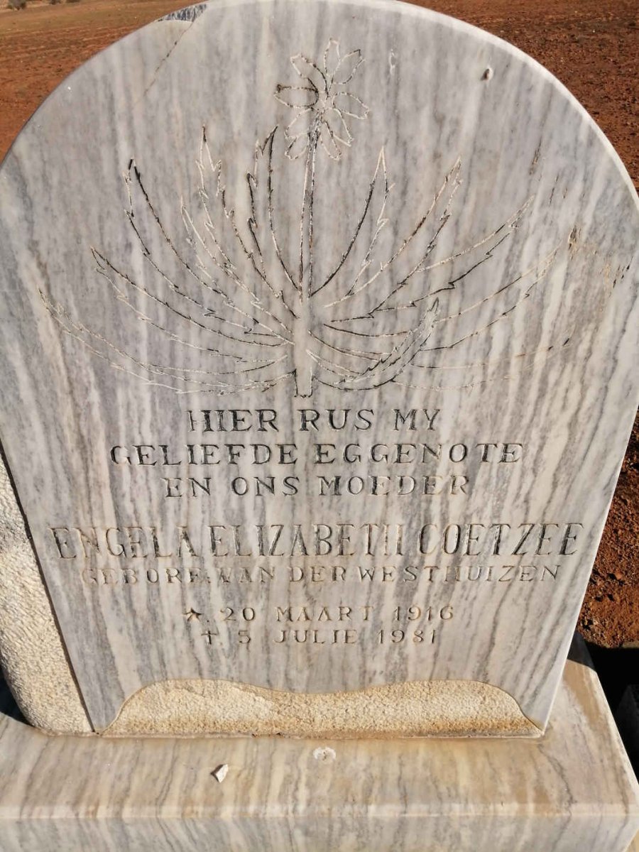 COETZEE Engela Elizabeth nee VAN DER WESTHUIZEN 1916-1981
