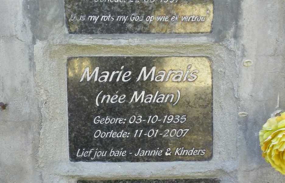 MARAIS Maria nee MALAN 1935-2007
