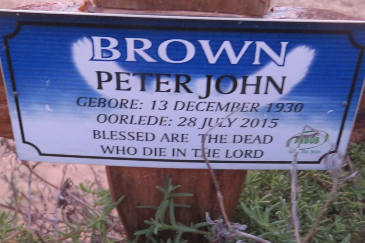 BROWN Peter John 1930-2015