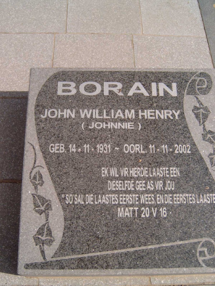BORAIN John William Henry 1931-2002