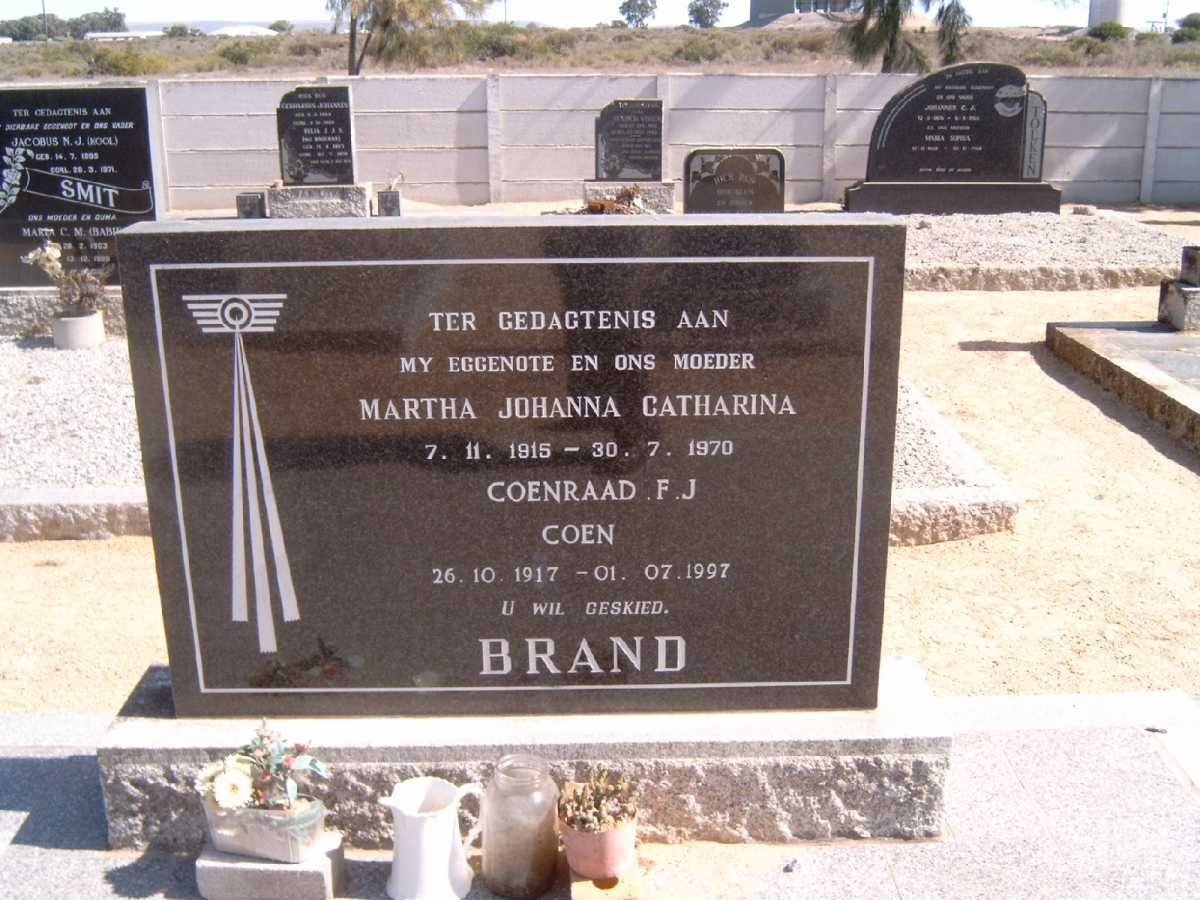 BRAND Coenraad F.J. 1917-1997 &amp; Martha Johanna Catharina 1915-1970
