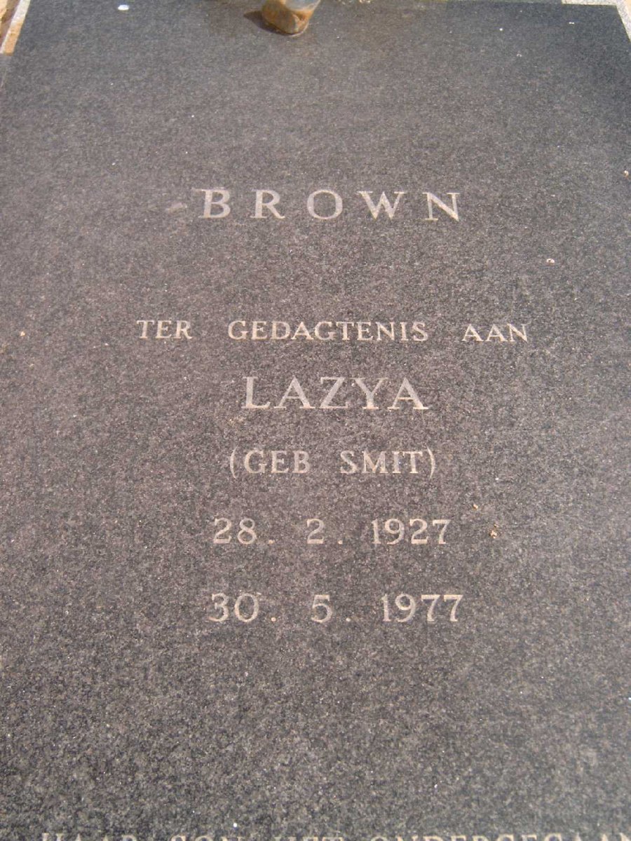 BROWN Lazya nee SMIT 1927-1977