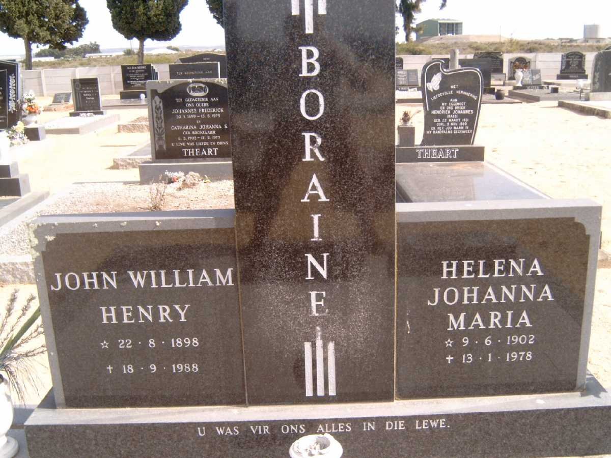 BORAINE John William Henry 1898-1988 &amp; Helena Johanna Maria 1902-1978