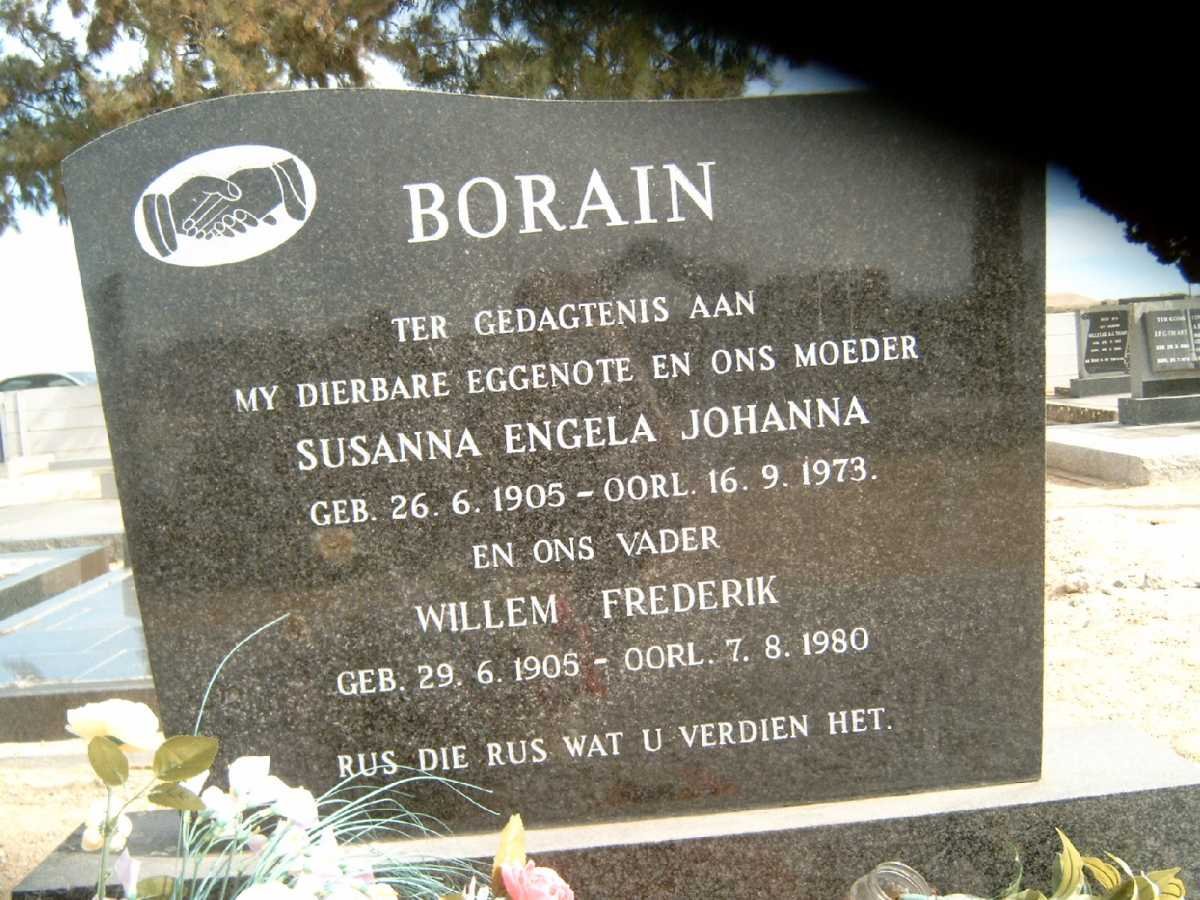 BORAIN Willem Frederik 1905-1980 &amp; Susanna Engela Johanna 1905-1973