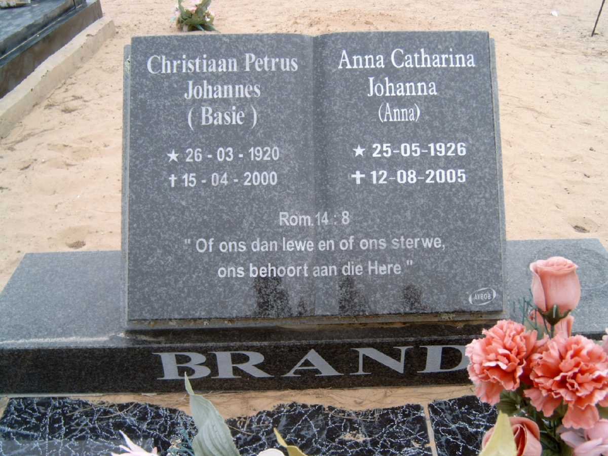 BRAND Christiaan Petrus Johannes 1920-2000 &amp; Anna Catharina Johanna 1926-2005
