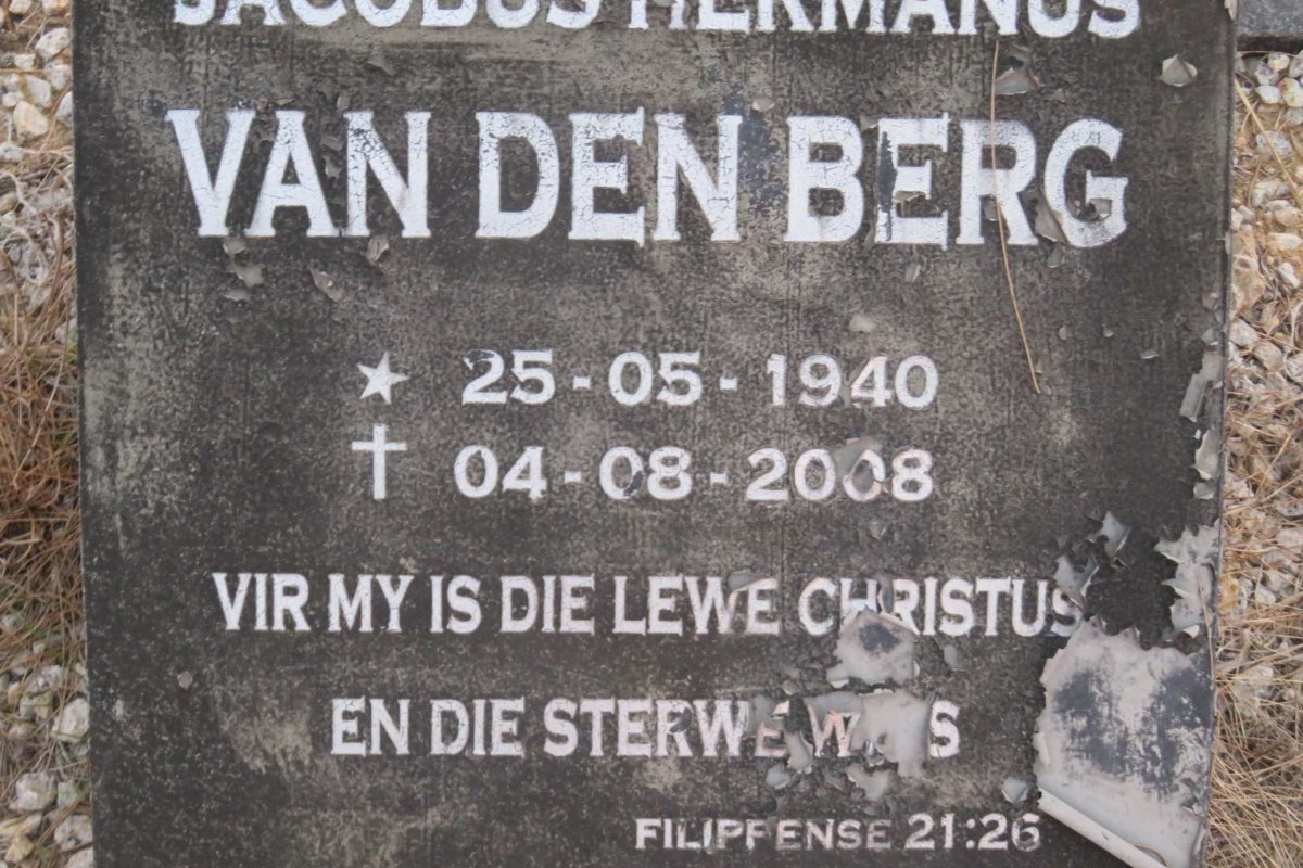 BERG Jacobus Hermanus, van den 1940-2008