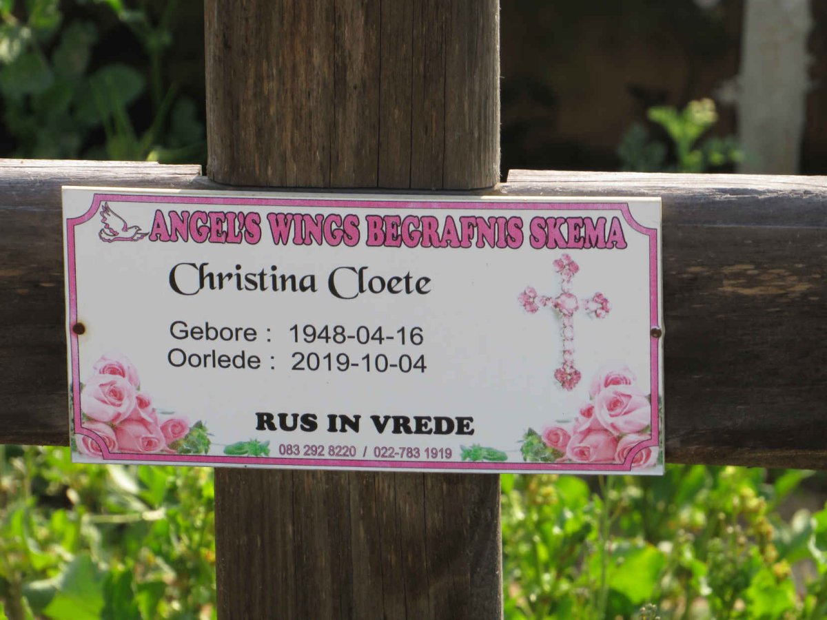 CLOETE Christina 1948-2019