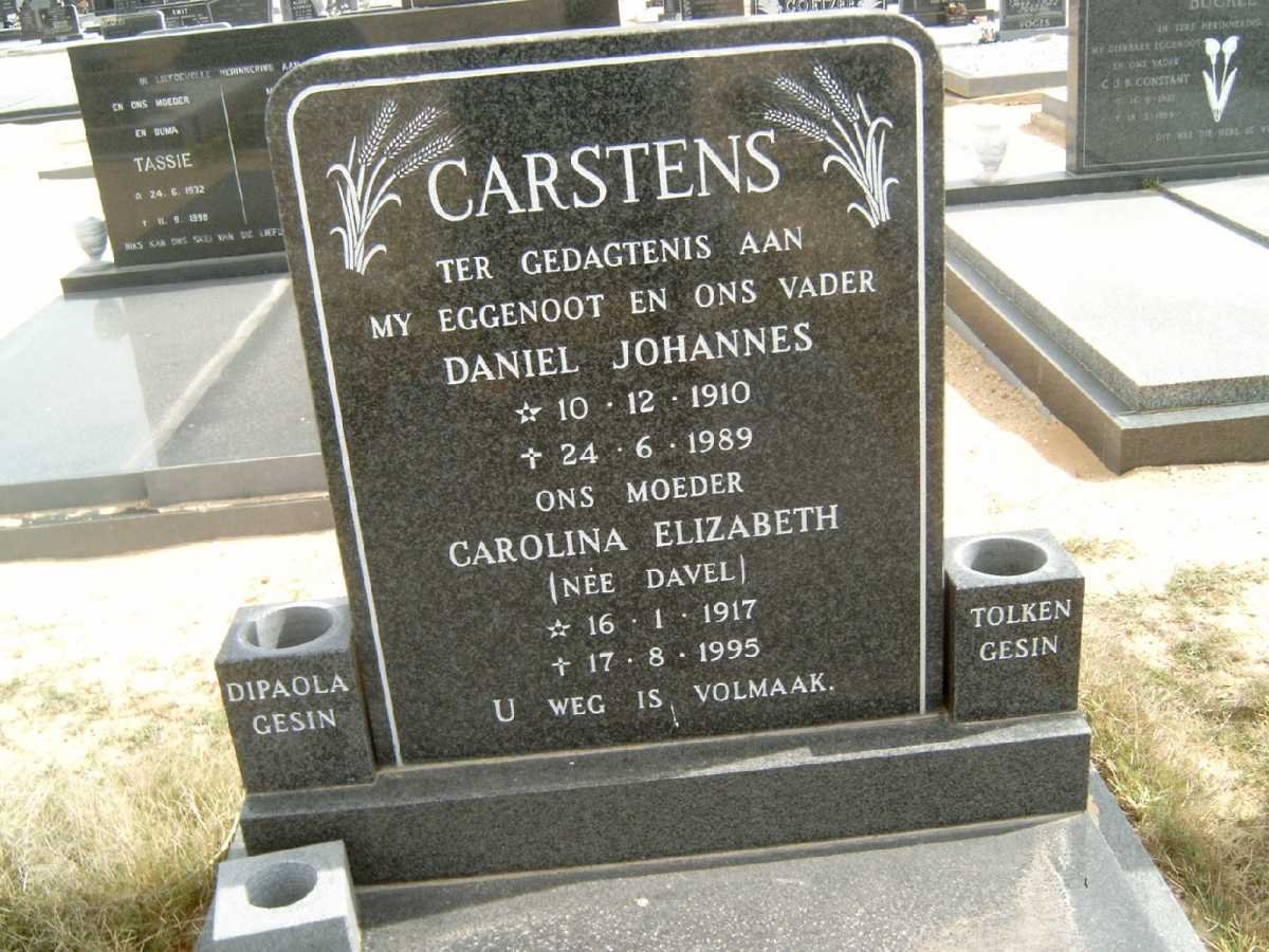 CARSTENS Daniel Johannes 1910-1989 &amp; Carolina Elizabeth DAVEL 1917-1995